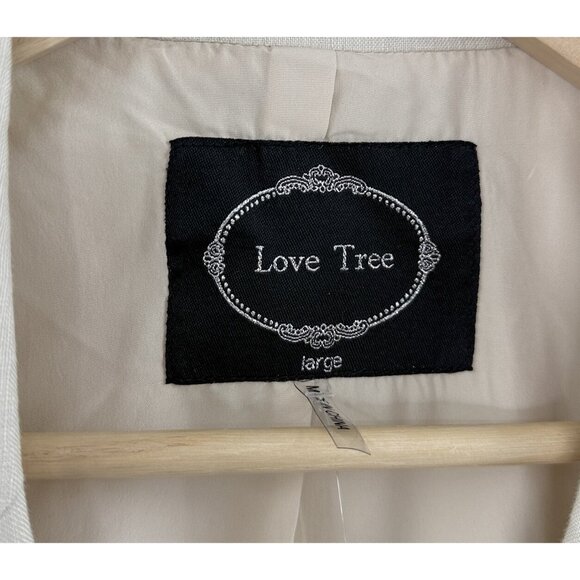 NWT Love Tree Jacket Juniors WOMEN’s Beige 100% Linen Blazer Beachy Career Sz L - Picture 4 of 10